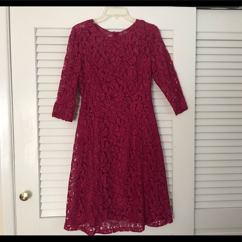 Deep rose lace dress.